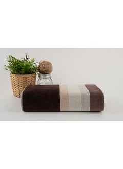 Buy Towel Cross Stripe 500 Gsm 100% Cotton Terry -Cross Stripe Design1 Hand  50X90 CmLuxury Touch Extra Absorbent-Brown in Saudi Arabia