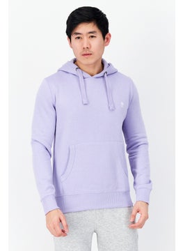 Buy Men Hooded Front Pocket Fleece Sweatshirts, Lilac in UAE