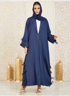 Buy Side Tie Knot Detail Button Closure Abaya in Saudi Arabia