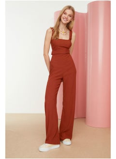 اشتري Tile Tie Decollete Knitted Jumpsuit with Lace-up Detail TWOSS21TU0103 في مصر