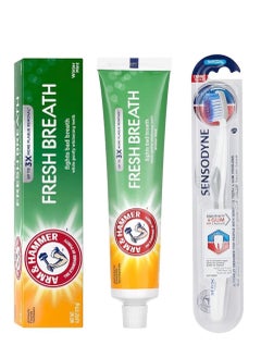 Buy Arm & Hammer Advance White Baking Soda Winter Mint Toothpaste 6.0 oz 170 g + Colgate Double Action Toothbrush in Saudi Arabia