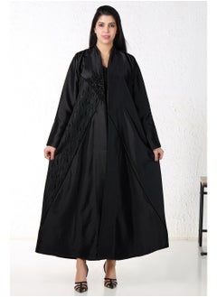 Buy Black abaya with embroidery and floral fabric in Saudi Arabia