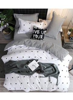 Buy 4-Piece New Light Luxury Carbon Fiber Gorgeous Design Duvet Cover Set Cotton Black/White in Saudi Arabia