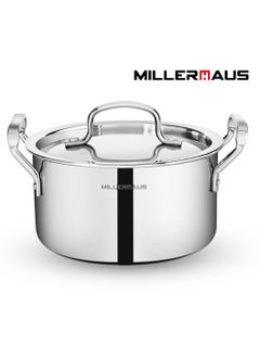 Buy Millerhaus 24Cm Triply Casserole With S/S Lid, Non-Reactive Cooking Surface Safe Cooking Pot | Stainless steel body with Cover in UAE