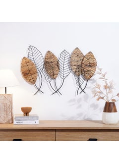 اشتري Heather Metal And Grass 6 Leaves Wall Decor 85X4X60Cm - Black في الامارات