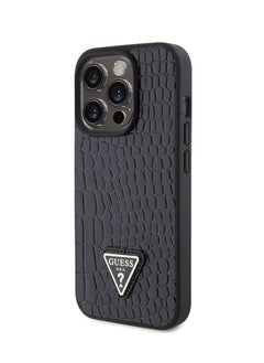 Buy Guess Croco Case with Triangle Logo for iPhone 15 Promax - Black in UAE