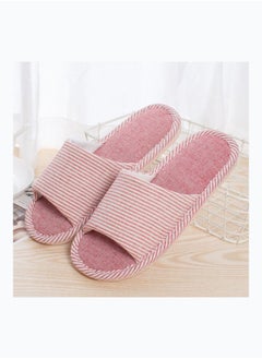 Buy Striped Bedroom Slippers Pink in Saudi Arabia