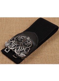 Buy 65cm Korean Version Of The Imperial Palace Carved Wide Belt For Women With Elastic Black in UAE