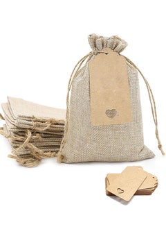 Buy 15-Pieces Burlap Gift Bags with Drawstring and Tags in UAE