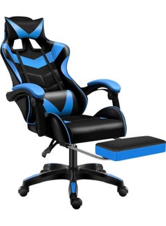 Buy Ergonomic Gaming Chair Heavy Duty Office Throne with Headrest Armrest and Footrest Blue in UAE