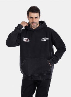 Buy RSTA Black Printed Hoodie in Egypt