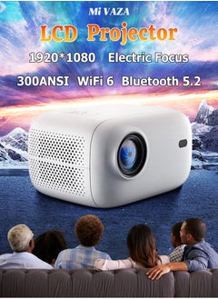 Buy LCD Projector - Support HD 1080P/4K - 300ANSI Lumen - Smart Projector with Wifi 6 and Bluetooth 5.2 - Electric Focus - Android 11 - Portable Mobile Home Theater - Suitable for Games, Office, Movies in Saudi Arabia