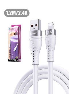 Buy REMAX USB Lightning Cable iPhone Charger Cable 1.2m/2.4A, Charging and Synchronization Cable, Fast Charging Power for iPhone, iPad and iPod MFi Certified Cable (White) in Saudi Arabia