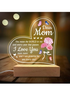 Buy Acrylic Night Light 'You Mean The World to Me' - Rechargeable Lamp for Mother's Day - Touch Sensor, Soft Ambient Lighting Gift in Saudi Arabia