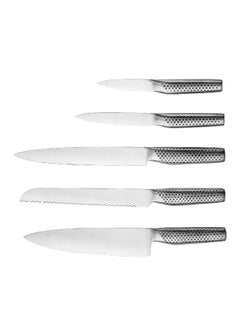 Buy 6-Piece Kitchen Knife with Magnetic Block Set Silver and Black 20.5 x 12.5 x 34.1 cm HD01 in Saudi Arabia