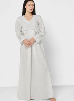 Buy V-Neck Lace Detail Nightdress in UAE