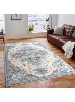 اشتري Handpicked Furniture Vintage Blue Rug, Ultra Soft Area Carpets For Bed Room, Living Room, And Dining Room, Antislip Floor Carpets, Easy To Clean, Made In Turkey, 150x80 cm, Polypropylene, Rectangle في الامارات