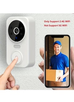 Buy Smart Video Doorbell Wireless WiFi Camera Intercom Doorbell 2-Way Audio Video Doorbell Camera with Chime Smart Security Doorbell with Cloud Storage Real Time Monitoring for Entrance (White) in Saudi Arabia