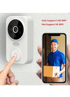 Buy Smart Video Doorbell Wireless WiFi Camera Intercom Doorbell 2-Way Audio Video Doorbell Camera with Chime Smart Security Doorbell with Cloud Storage Real Time Monitoring for Entrance (White) in Saudi Arabia