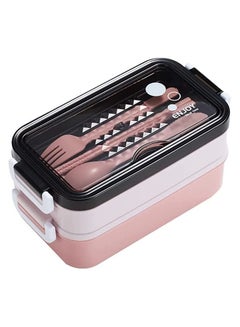 Buy Lunch Box for Adults & kids with 2 Compartments portion & 2 Dividers and cutlery set in UAE