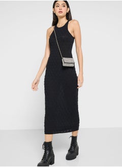 Buy Diamond Textured Midi Dress in UAE