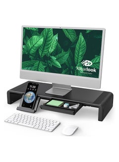 Buy Monitor Stand Riser Foldable Computer Monitor Riser Height Adjustable Computer Stand Desk Shelf Riser with Storage Drawer Tablet Phone Stand for Computer Desktop Laptop in Saudi Arabia