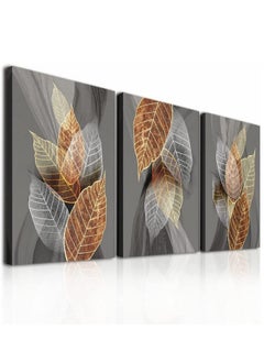 Buy Set Of 3 Framed Canvas Wall Arts,Abstract Leaves Pattern Canvas Wall Art For Living Room,Modern Office Wall Pictures Bathroom Home Decorations,30x40cm in Saudi Arabia