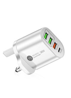 Buy ELONSEY USB C 36W PD Wall Charger 3.0 Quick Charging Multi-Port Power Adapter Compatible with iPhone 14/14 Pro Max/13 mini/12/11 New iPad 9 iPad mini 6 Galaxy S20 White in UAE