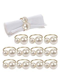 Buy 12 Pearl Napkin Ring, Napkin Buckle, Easter Napkin Buckle Holder, Used For Family Gathering, Dinner, Wedding Decoration, Napkin Ring, Thanksgiving (Golden) in Saudi Arabia