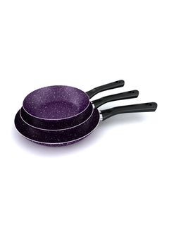 اشتري Granite Pan Set - 3 Piece - Size 18, 20, 24 - purple في مصر