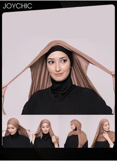 Buy New Style Women Mercerized Cotton Jersey Headscarf Cross-tie Convenient Hijab Muslim Headwear Wearable Traditional Wear Long Hijab for  All Seasons in Saudi Arabia