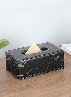 Buy Tissue Box Cover PU Leather Facial Tissue Box Holder for Dresser Bathroom Decor Marble Pattern in UAE