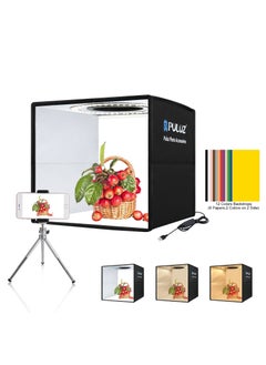 اشتري 9.8Inch/25CM Photo Studio Box,  Mini Folding Lightbox LED Ring Light Portable Photo Studio Photography Shooting Tent Box Kit 12 Colors Backdrops USB Light Box for Phones DSLR Camera في السعودية