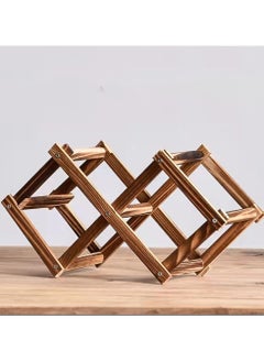 Buy 3 Bottles Foldable Wooden Wine Rack Free Standing Brown in UAE