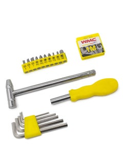 Buy WMS proffesional set of tools-21 pcs. Wrenches, A knife, pliers, Bits, Screwdrivers, Hexagons, Tape measure in UAE