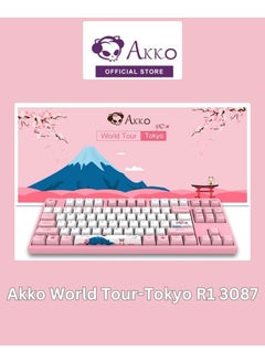 اشتري Akko World Tour Tokyo 3087-Key TKL R1 Wired Gaming Mechanical Keyboard, Programmable with OEM Profiled PBT Dye-Sub Keycaps and N-Key Rollover (Akko 2nd Gen Pink Linear Switch) في الامارات