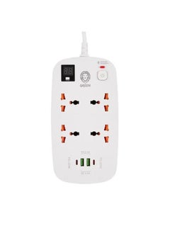 اشتري 4 AC 2 USB & 2 USB-C PD 40W Multiport Smart Power Socket 3500W 3M, Equipped With Multiple Protection Measures To Protect Your Safety, Four Sockets, Smart USB & Timer - White في الامارات