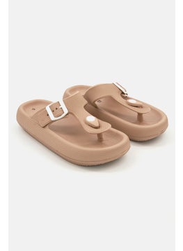 Buy Women Brand Logo Slippers, Light Brown in Saudi Arabia