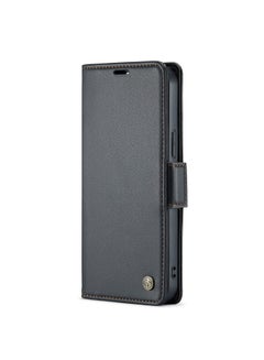 Buy Flip Wallet Case For iPhone 13 Pro  [RFID Blocking] PU Leather Wallet Flip Folio Case with Card Holder Kickstand Shockproof Phone Cover (Black) in Egypt
