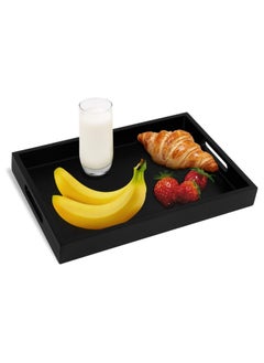 Buy Wooden Serving Tray for Breakfast, Dinner,Drinks,Snacks,Serving Tray with Handles Great for Eating,Working and Storing,Serving Tray Used in Bedroom, Kitchen,Living Room and Bathroom (Black) in UAE