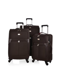 Buy New Travel Luggage 3 Piece Sets Soft Trolley Travel Bag Lightweight Suitcase Sets Size 20/24/28 Inch D Brown in Saudi Arabia