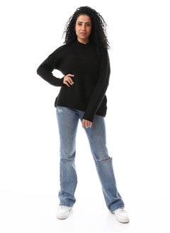 Buy Crew Neck Long Sleeves Knitted Pullover_ Black in Egypt