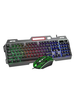 Buy Metal Panel RGB Mechanical-Feeling Keyboard and Rainbow Backlit Gaming Mouse Set in Saudi Arabia