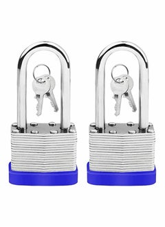 Buy Long Shackle Pad Lock, 2 Pack Steel Pad Lock Padlock with Keys Heavy Duty Laminated Steel Key Pad Lock Secure Safety Tool for Home Garden Garage Fence Shed Indoor Outdoor in Saudi Arabia