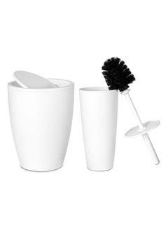 اشتري Primanova pure plastic bathroom set consist of 5 pieces basket 7.5 liter soap dispenser soap holder toilet brush toothbrush holder white في مصر