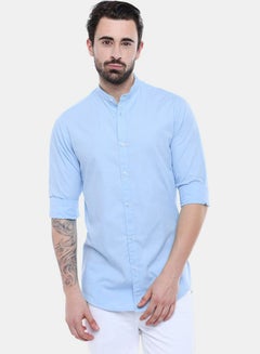 Buy Mandarin Collar Slim Fit Shirt with Long Sleeves in Saudi Arabia