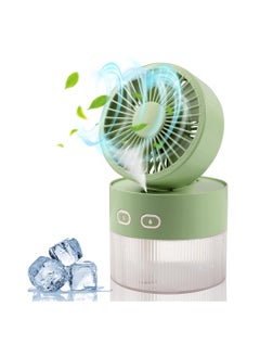 اشتري Spray Cooling Fan, Foldable Small Desk Fan with Cool Breeze Humidification Spray, USB Battery-Powered Scroll Fan, Mini Table Fan for Home, Office, Travel, Camping  (Green) في السعودية