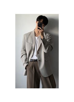 Buy Stylish Casual Mens Blazer Spring Autumn Light gray high-end in Saudi Arabia