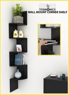 Buy 5 Tier Wall Mount Corner Wooden Shelves for Decorative Organized Bedrooms and Living Rooms Floating Shelves Bookcase Object Display for Wall Storage and Decor Home Display Stand in UAE