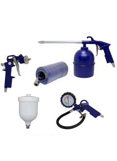 Buy 5 pc Pneumatic Air Tool Kit - Spray Gun, Inflator with Gauge, Blower, and Hose Set- MKDGS5 in UAE